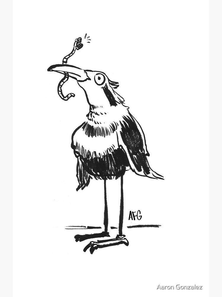 Inktober 2015 Day 20 - Bird and Worm by aaronfg