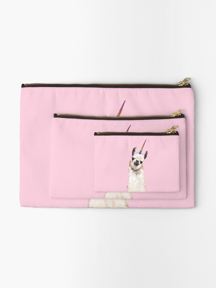 Alternate view of Unicorn Llama Zipper Pouch