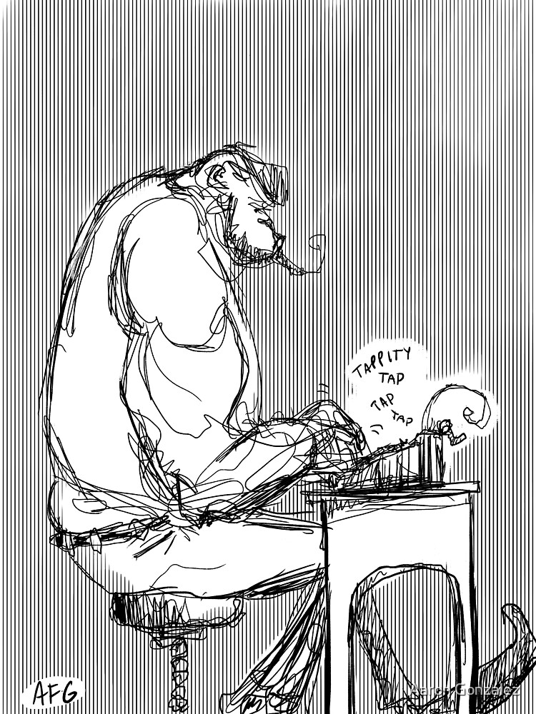 Inktober 2017 Day 02 - Gorilla Typewriter by aaronfg