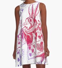 Weiße Kaninchen Alice A-Linien Kleid