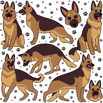 German Shepherd Dog Art Illustration Pattern on Leggings – Made in