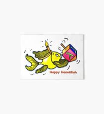 Happy Hanukkah Funny Cartoon Fish Art Board