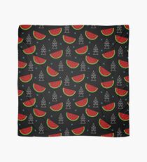 Tropical mosaic watermelon design on black background Scarf