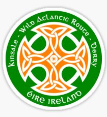 Wild Atlantic Route, Ireland - Celtic Cross - Irish Flag Colors Sticker