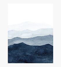 Lámina fotográfica Montañas Ombre | Acuarela abstracta de índigo