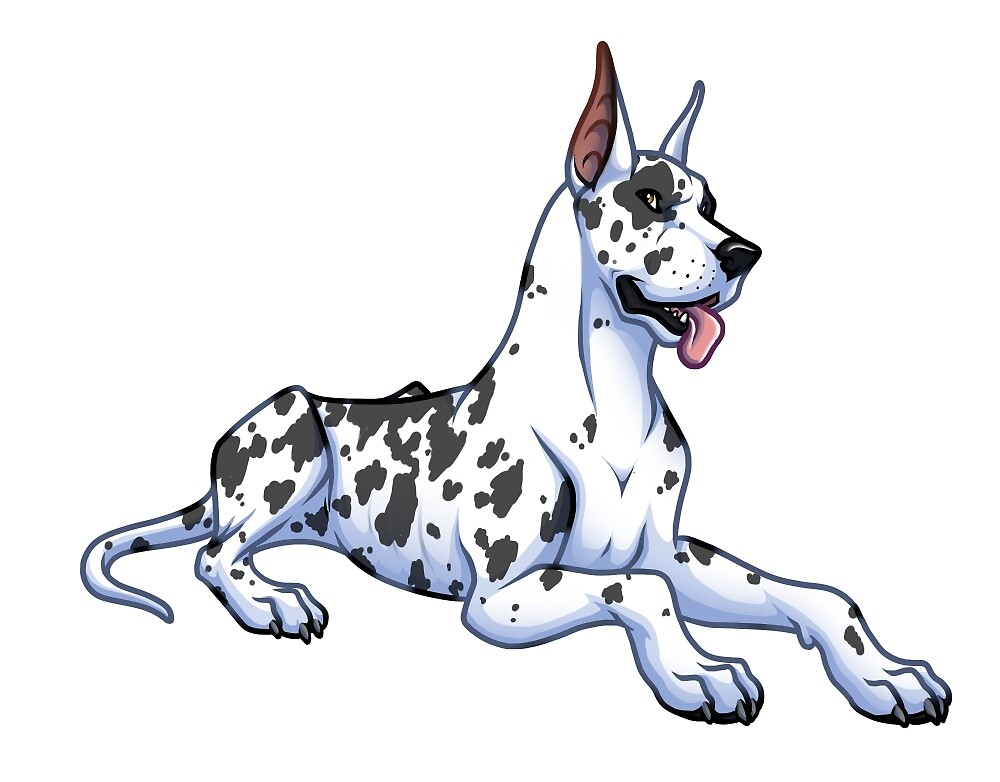 "Great Dane Harlequin Cropped Ears" by PaperMoonPups Redbubble