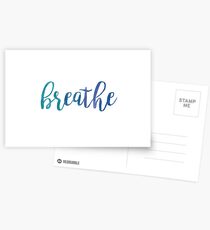 Atmen Sie Aquarell Typografie inspirierende Zitat Postkarten