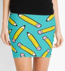 Pencil Power Blue Pattern Mini Skirt