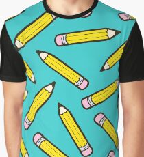 Pencil Power Blue Pattern Graphic T-Shirt