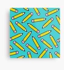 Pencil Power Blue Pattern Metal Print