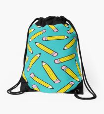 Pencil Power Blue Pattern Drawstring Bag