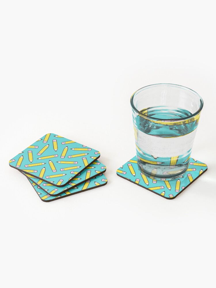 Alternate view of Pencil Power Blue Pattern Coasters (Set of 4)