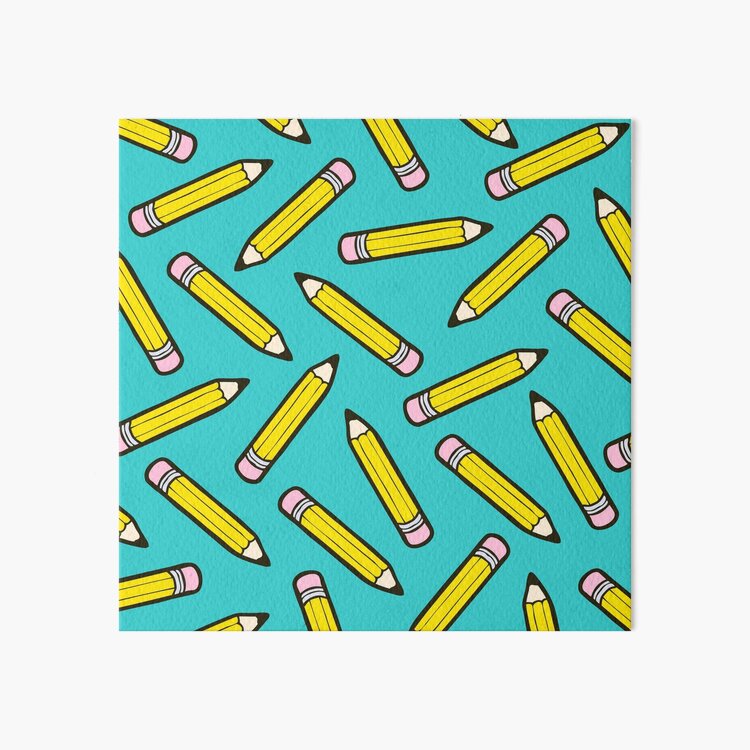 Pencil Power Blue Pattern Art Board Print
