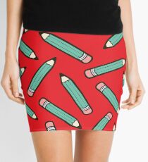 Pencil Power Red Pattern Mini Skirt