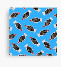 Sushi Soy Fish Pattern in Blue Canvas Print