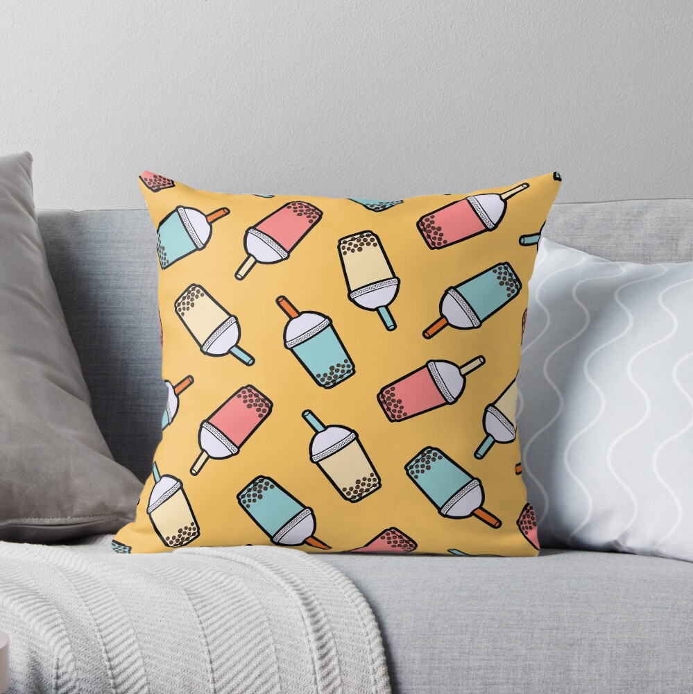 Bubble Tea Pattern Throw Pillow