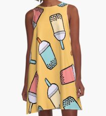 Bubble Tea Pattern A-Line Dress