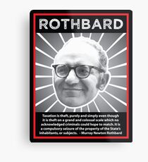 Murray Rothbard with Quote Metal Print
