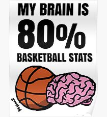 My Brain is 80% Basketball Stats Poster