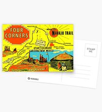 Four Corners Monument Vintage Travel Decal Postcards