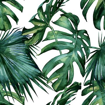 Artwork thumbnail, Classic Green Tropical Monstera Jungle Palm Leaf Print by SimpleLuxe
