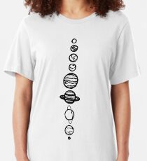Weiße Planeten Slim Fit T-Shirt