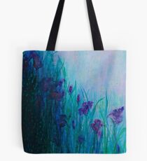 Iris on riverbank Tote Bag
