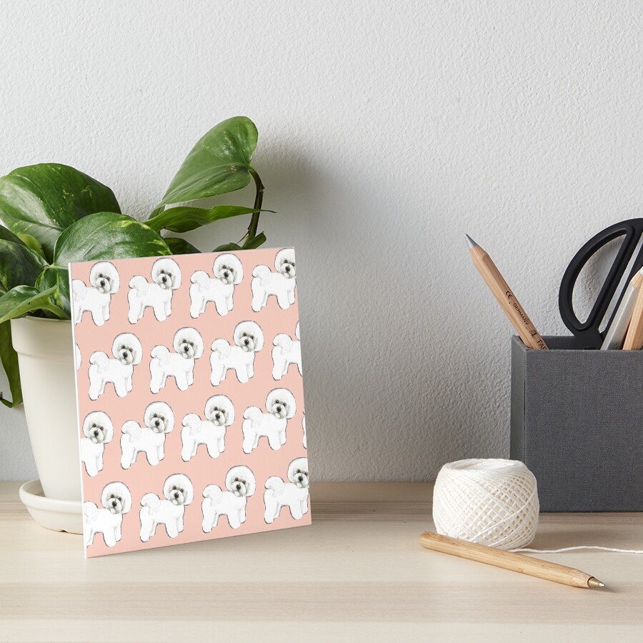 Bichons on Peach Art Board Print