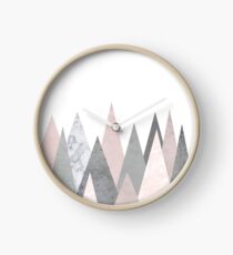 blush marble gray geometric mountains Clock