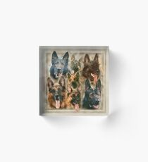 German Shepherd dog - GSD Watercolor collage Acrylic Block