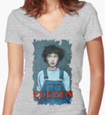 Eleven from Stranger Things Women's Fitted V-Neck T-Shirt