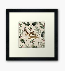 Winterhirsch // Wiederholungsmuster Gerahmtes Wandbild