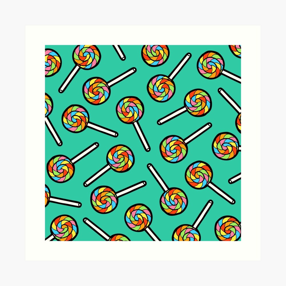 Rainbow Lollipop Pattern Art Print