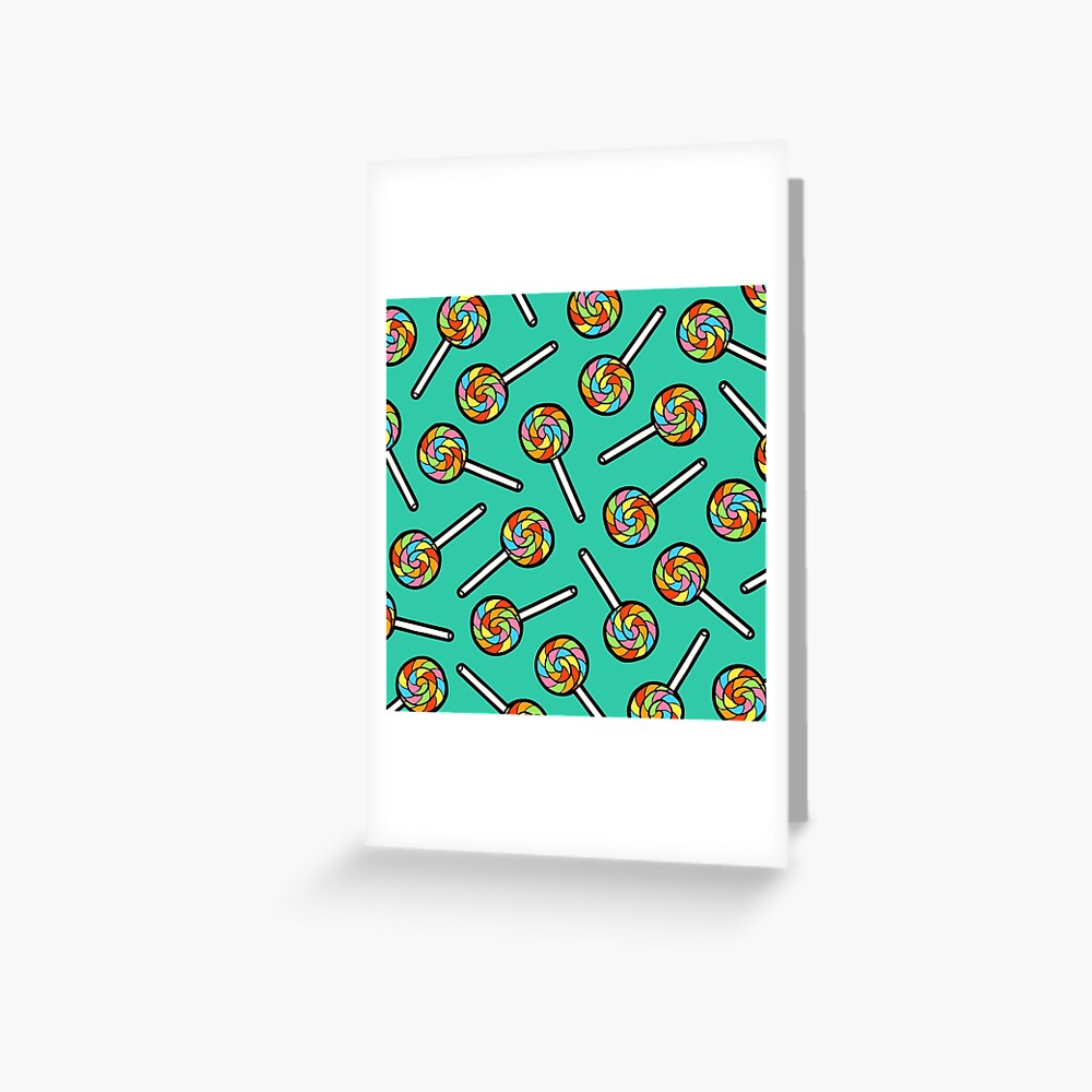 Rainbow Lollipop Pattern Greeting Card