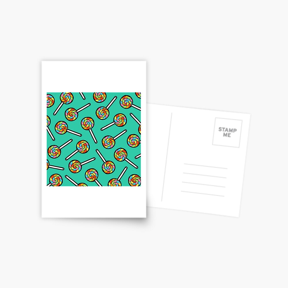 Rainbow Lollipop Pattern Postcard