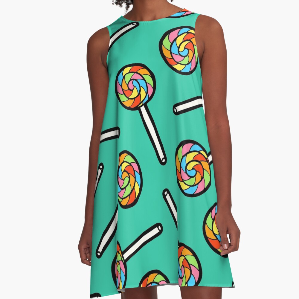 Rainbow Lollipop Pattern A-Line Dress