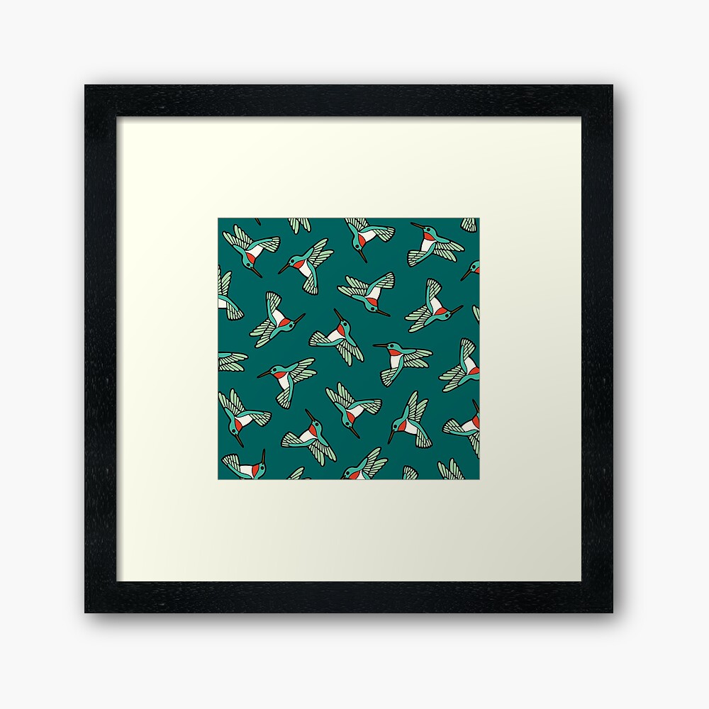 Hummingbird Pattern Framed Art Print