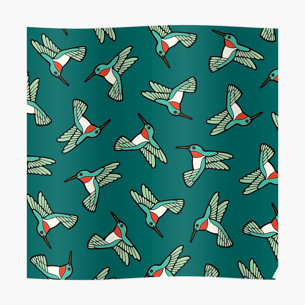 Hummingbird Pattern Poster