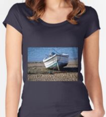 Boat at Low Tide, Exmouth,Devon UK Women's Fitted Scoop T-Shirt