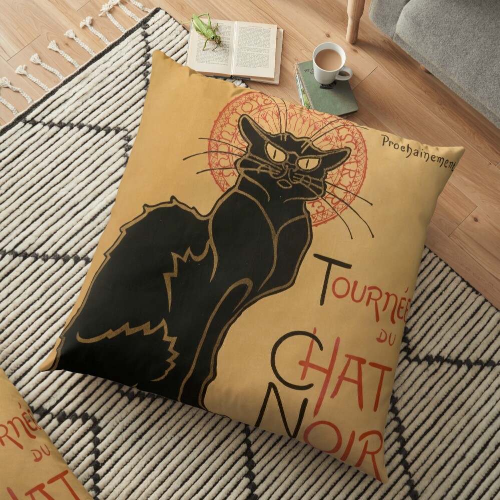 Le Chat Noir The Black Cat Poster By Théophile Steinlen Floor Pillow