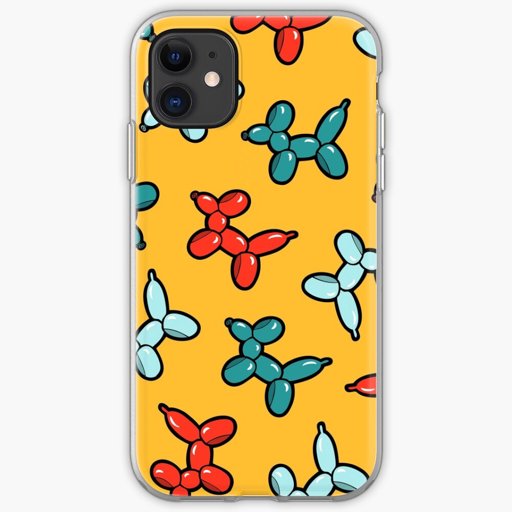 Balloon Animal Dogs Pattern in Yellow iPhone Soft Case