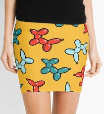Balloon Animal Dogs Pattern in Yellow Mini Skirt