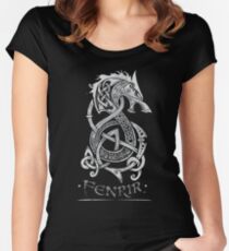 Fenrir: The Monster Wolf of Norse Mythology (Gray) Women's Fitted Scoop T-Shirt