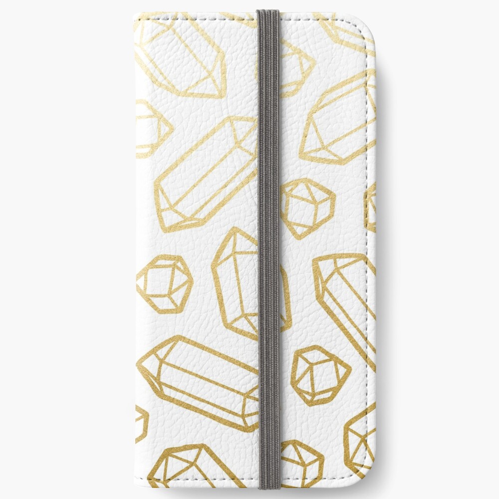 Gold and White Gemstone Pattern iPhone Wallet