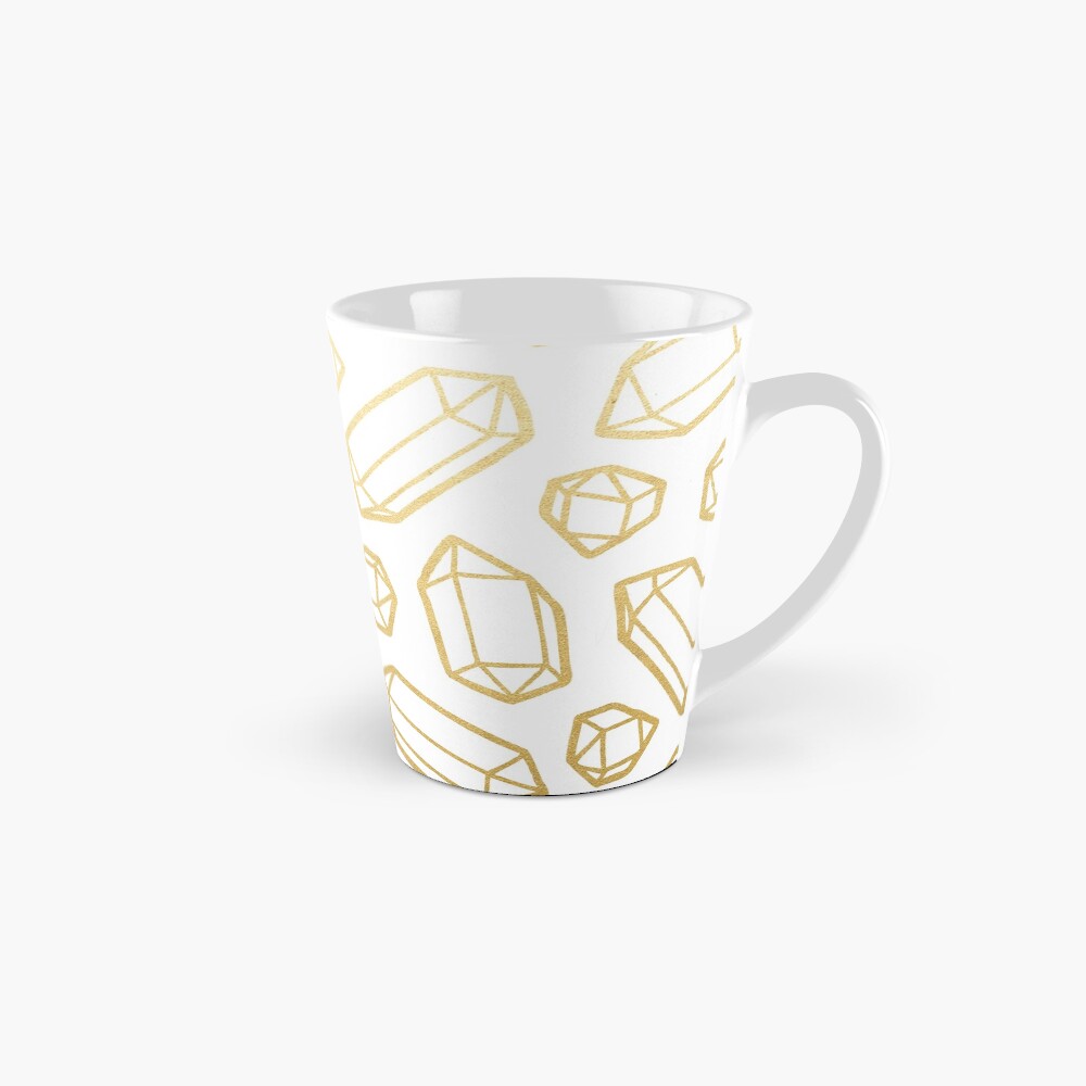 Gold and White Gemstone Pattern Tall Mug