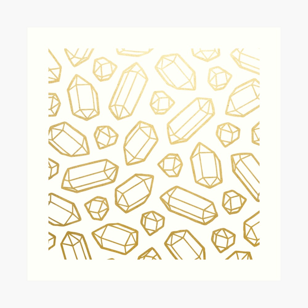 Gold and White Gemstone Pattern Art Print
