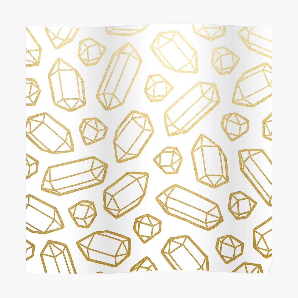 Gold and White Gemstone Pattern Poster