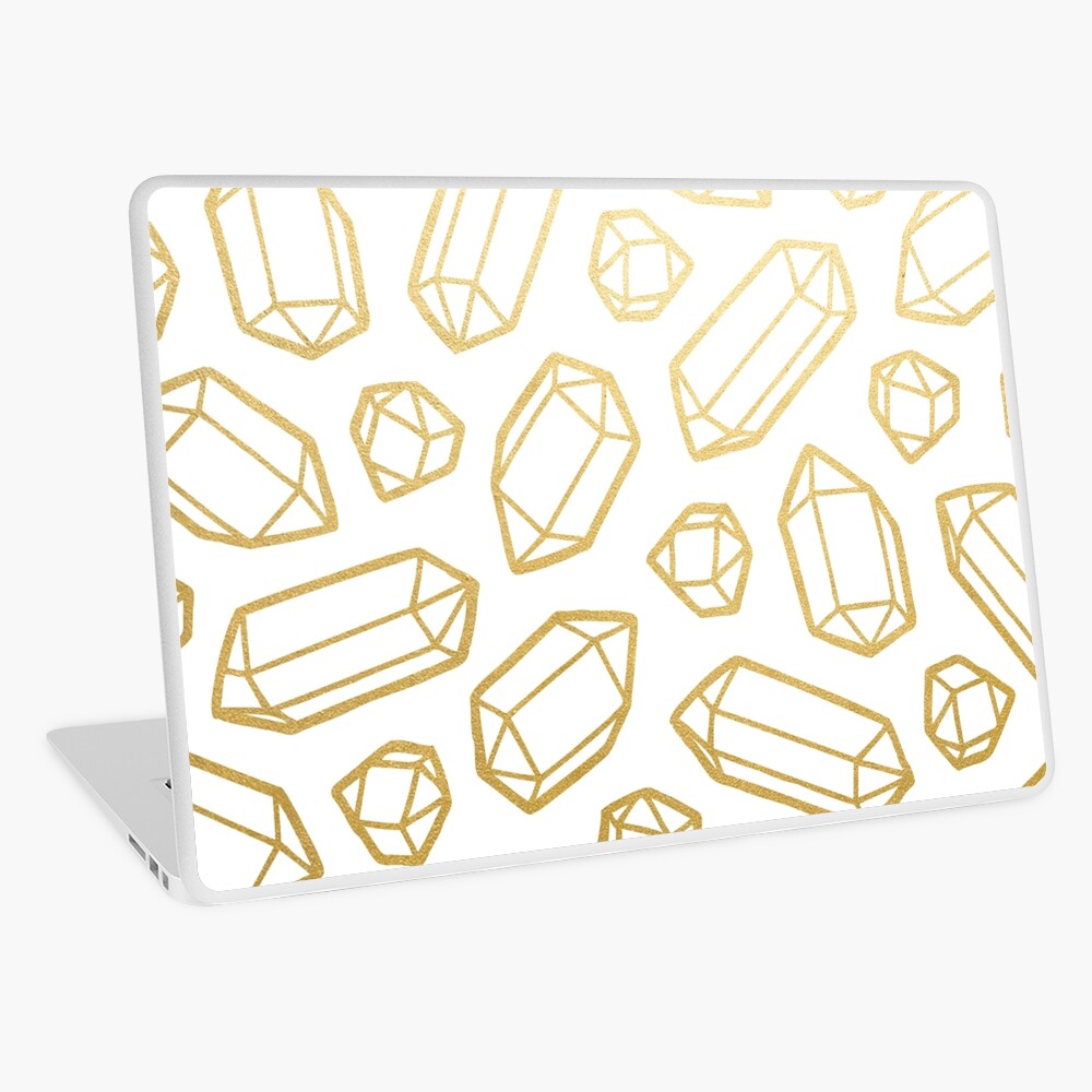 Gold and White Gemstone Pattern Laptop Skin