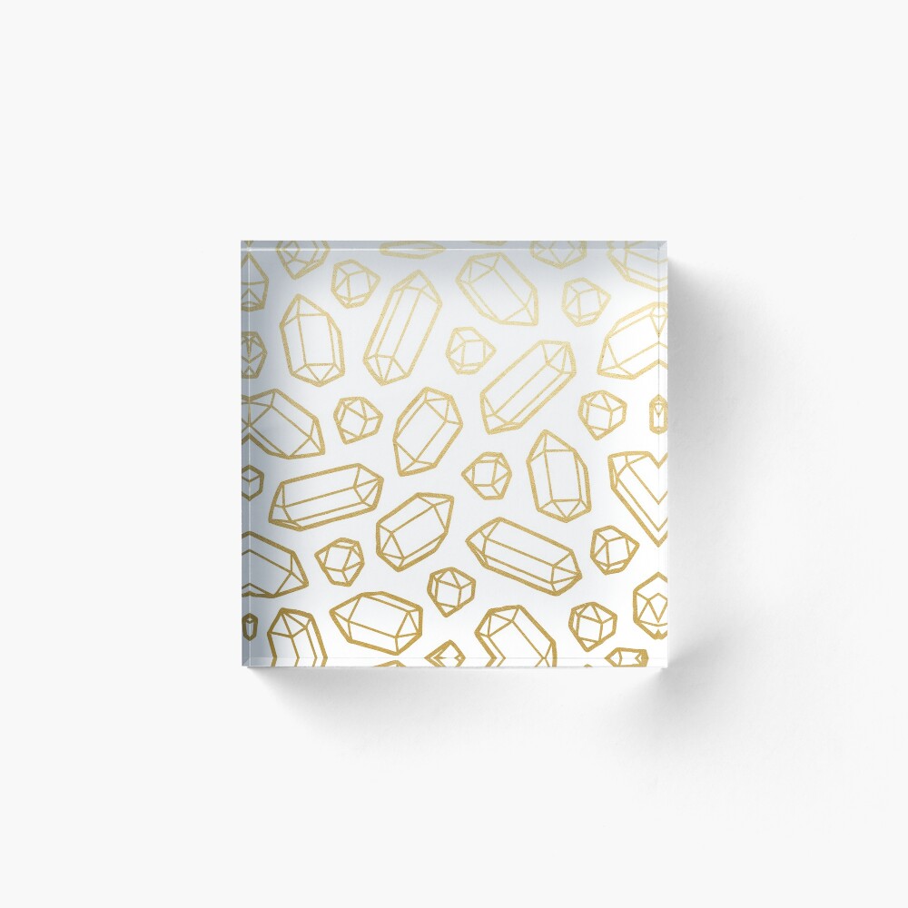 Gold and White Gemstone Pattern Acrylic Block