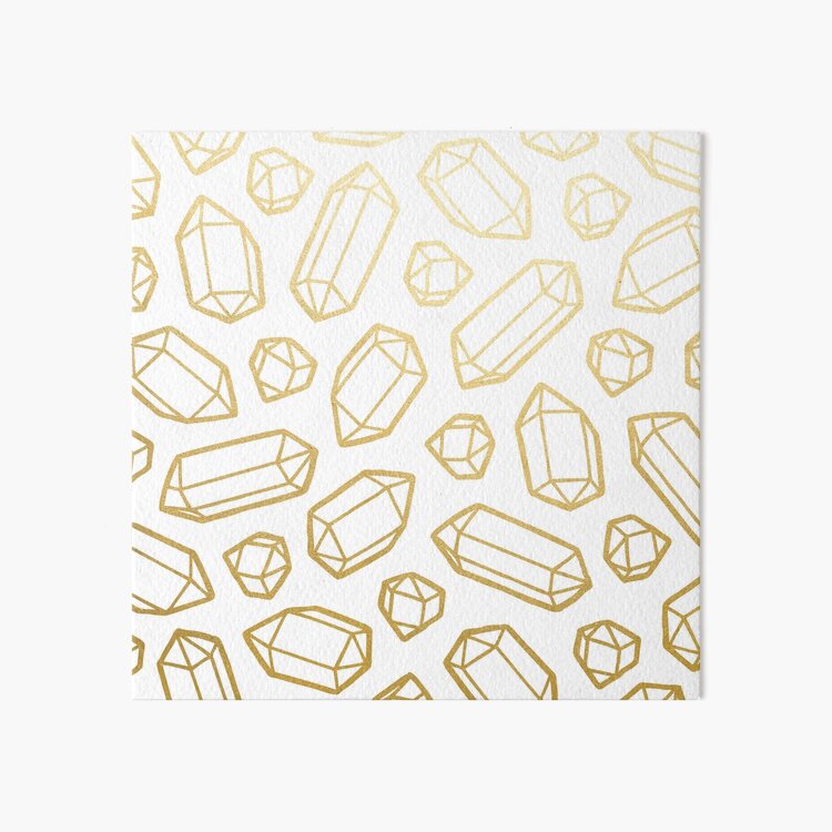 Gold and White Gemstone Pattern Art Board Print